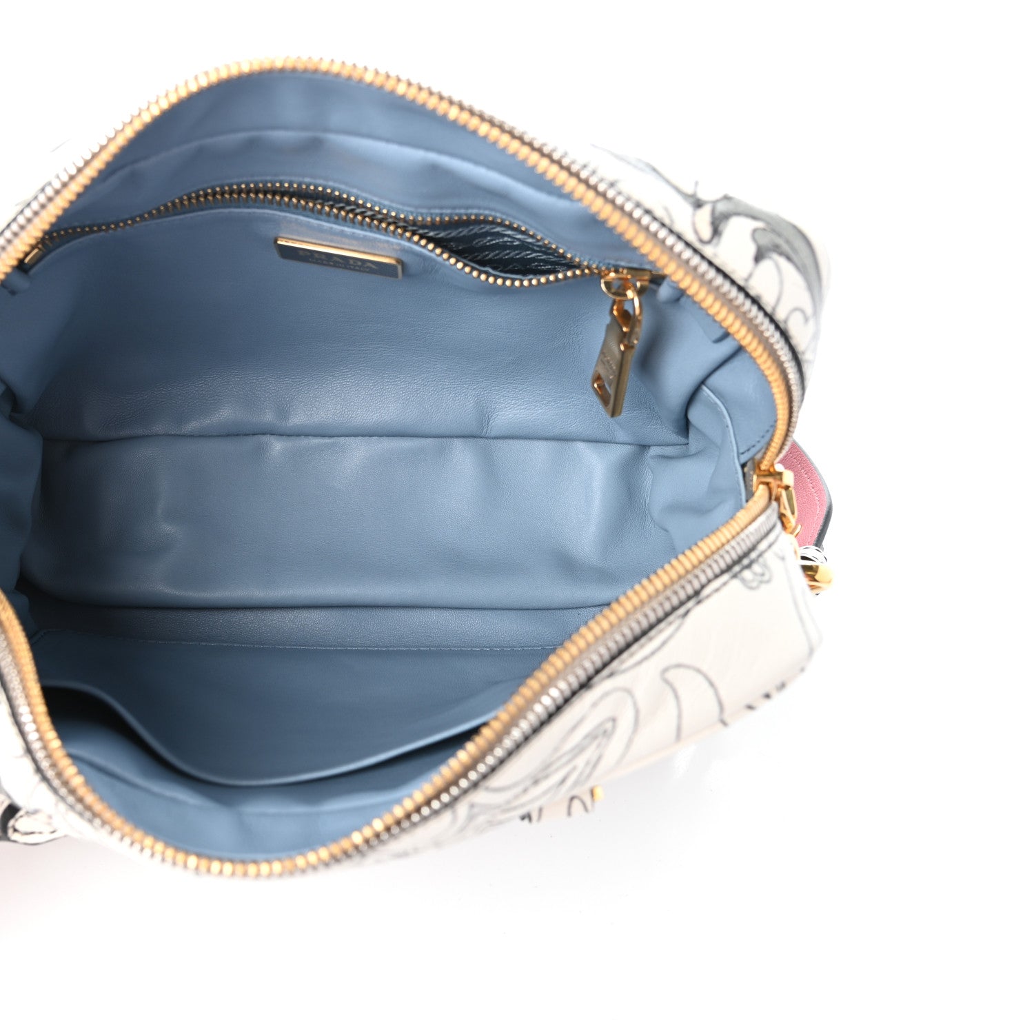 Prada X JAMES JEAN Glace Calfskin Rabbit Print Bauletto Opaline 5 of 9