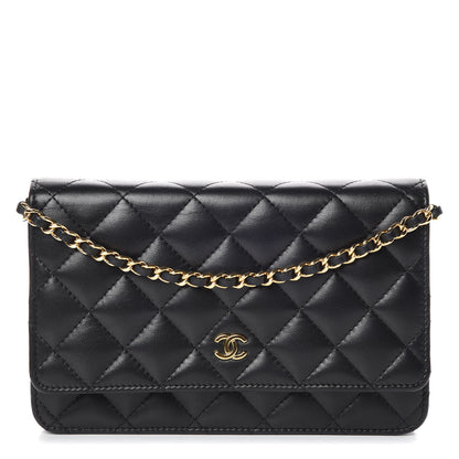Chanel Lambskin Quilted Wallet On Chain WOC Black 1 of 10