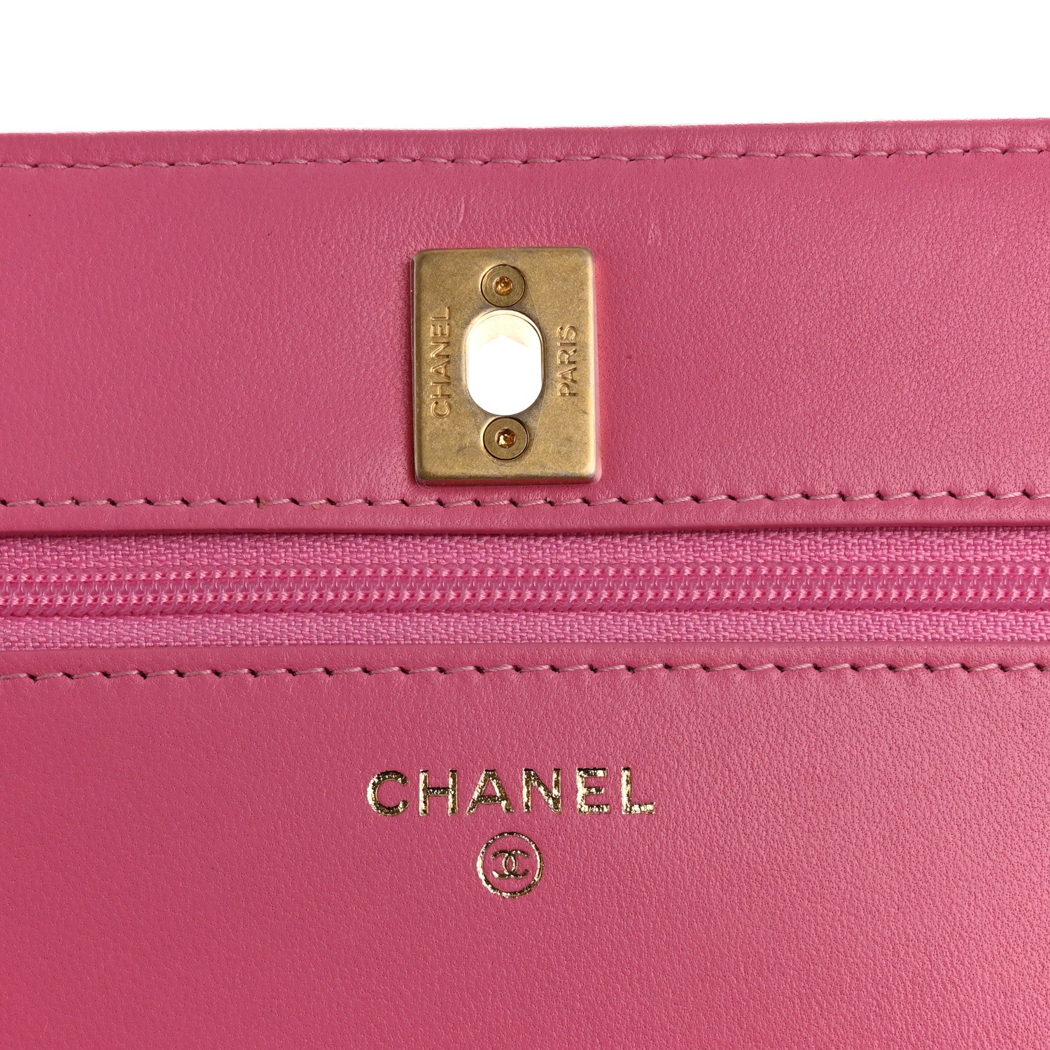 Chanel Lambskin Quilted CC Pearl Crush Wallet on Chain WOC Pink 6 of 13