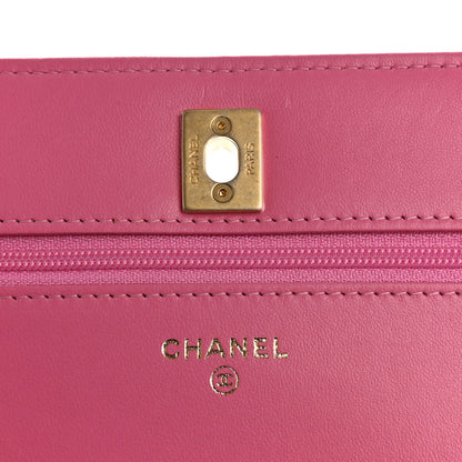 Chanel Lambskin Quilted CC Pearl Crush Wallet on Chain WOC Pink 6 of 13