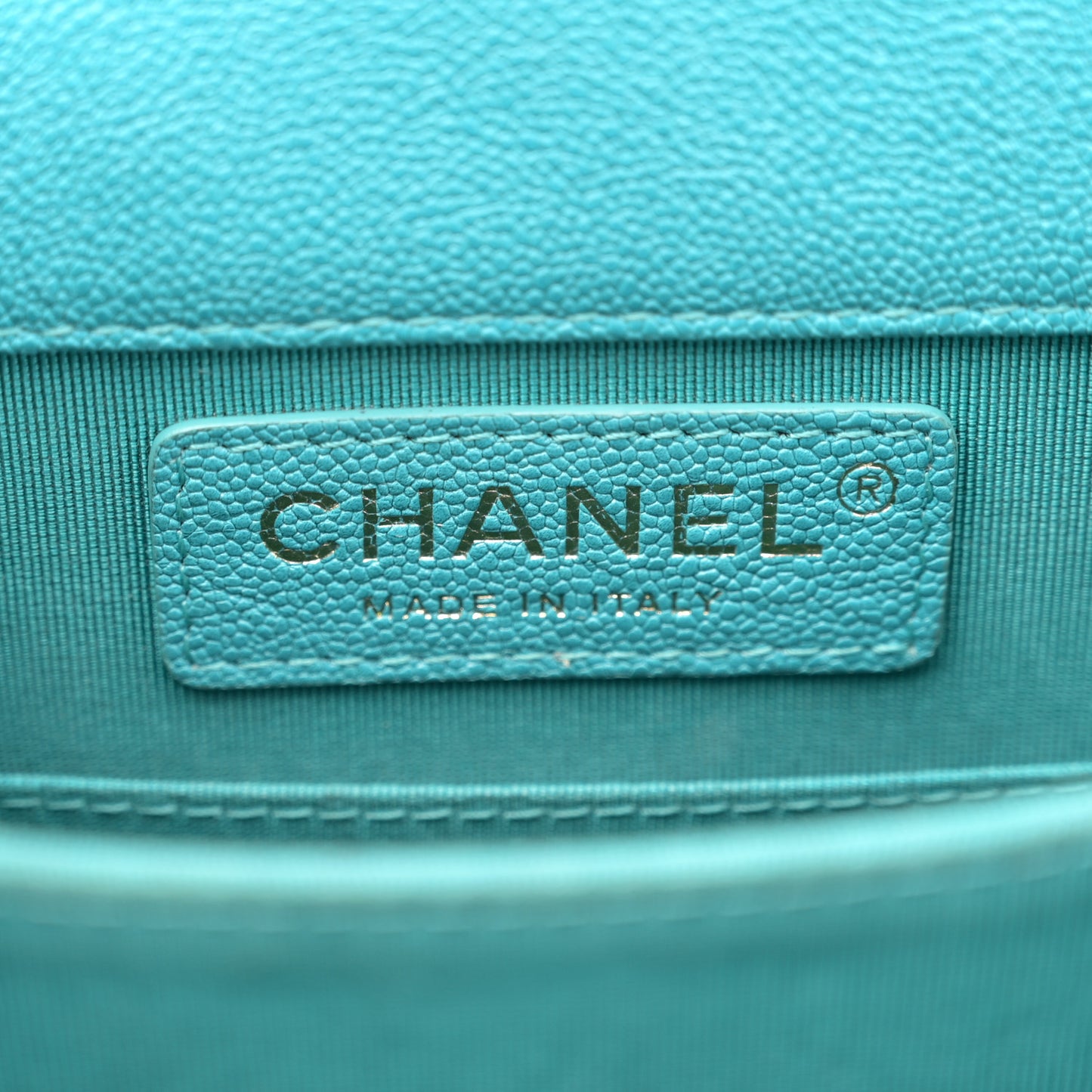 Caviar Quilted North South Boy Flap Turquoise