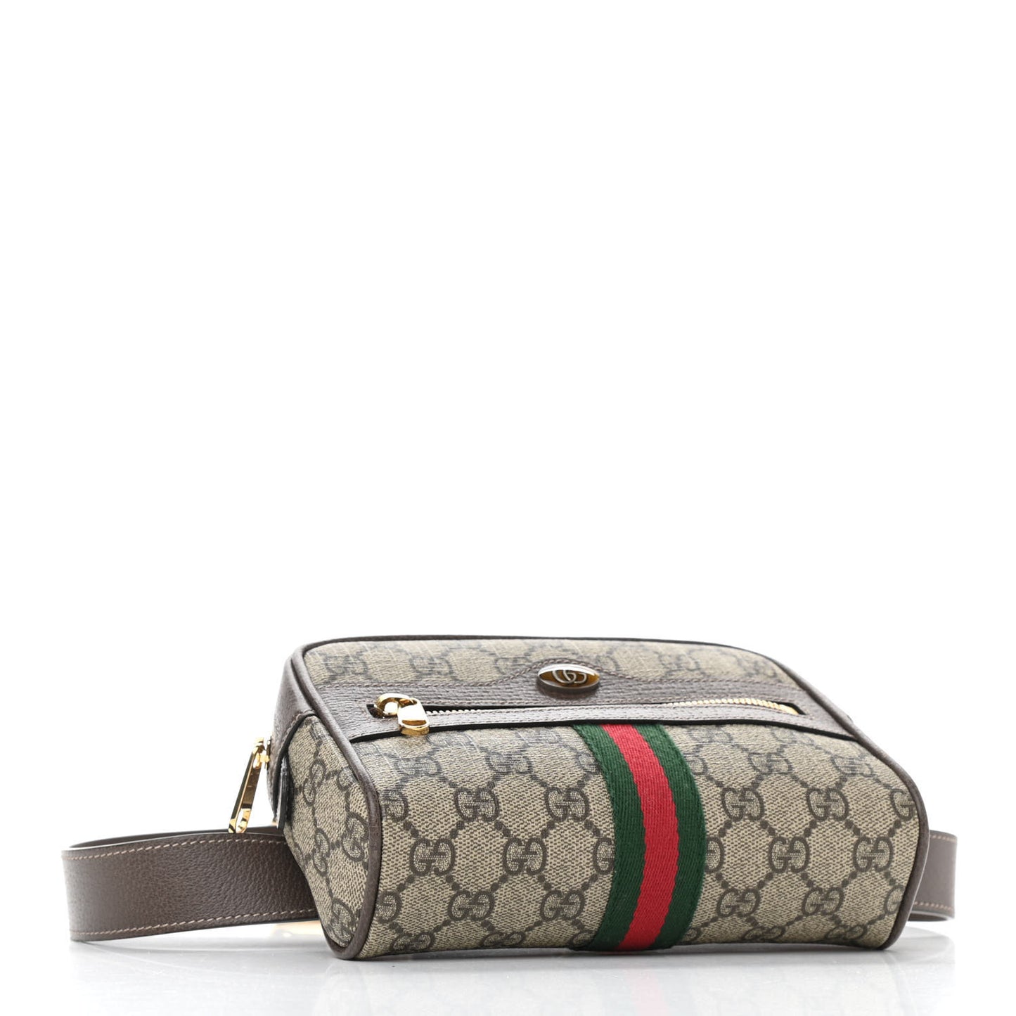 GG Supreme Monogram Web Small Ophidia Belt Bag 85 34 Dark Brown