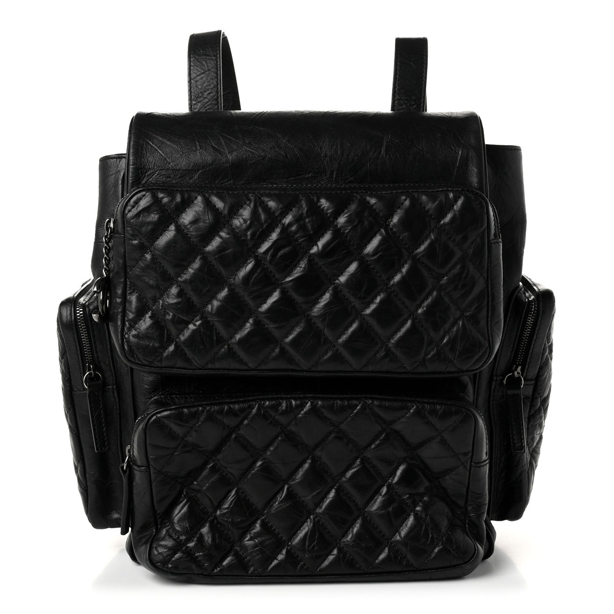 Chanel Grained Calfskin Quilted Large Casual Rock Backpack Black 1 of 10