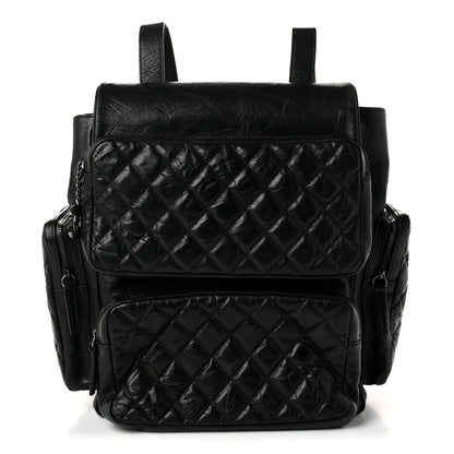 Chanel Grained Calfskin Quilted Large Casual Rock Backpack Black 1 of 10