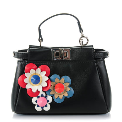 Fendi Nappa Flowerland Micro Peekaboo Iconic Satchel Black Multicolor 1 of 7