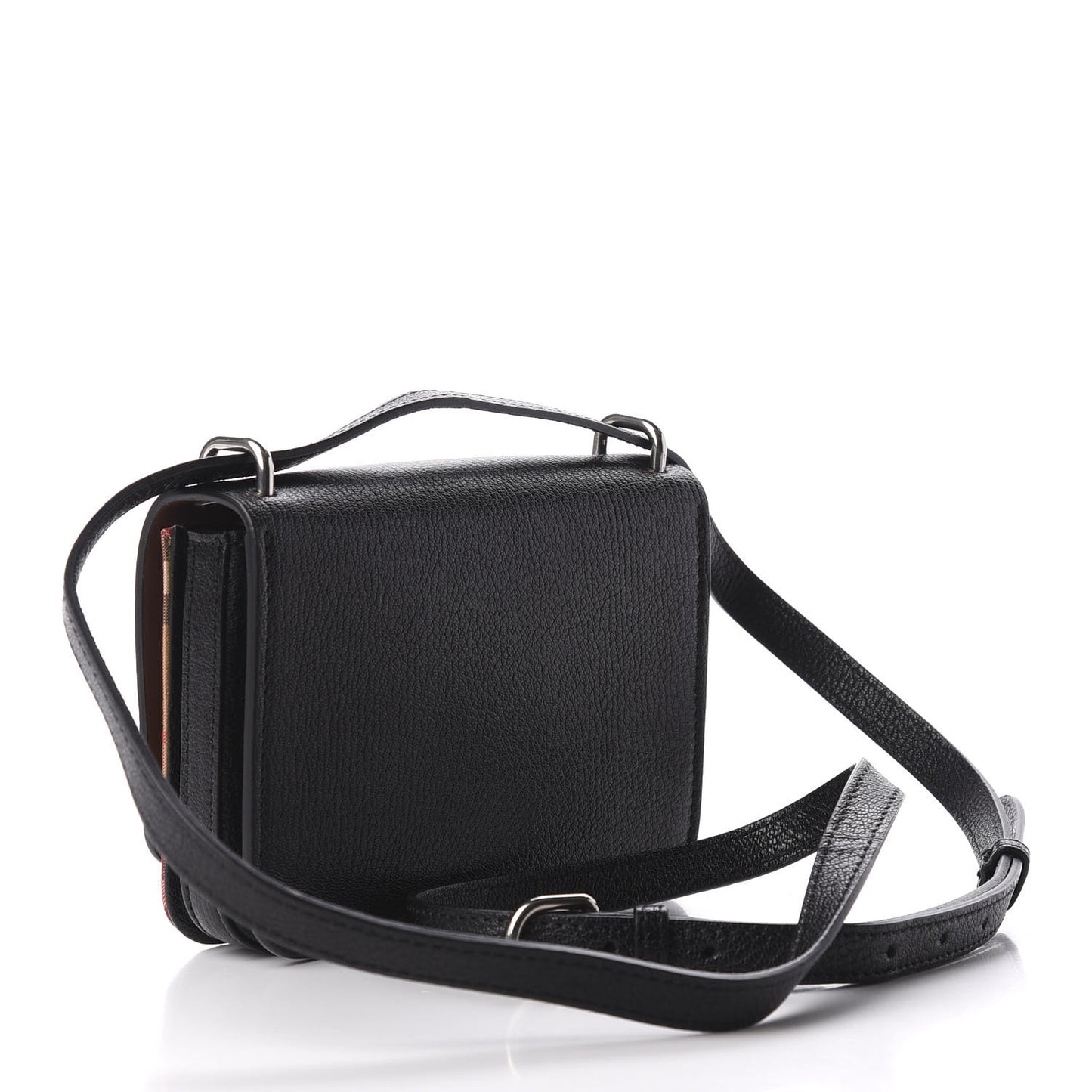 Goatskin Vintage Check Mini D-Ring Bag Black