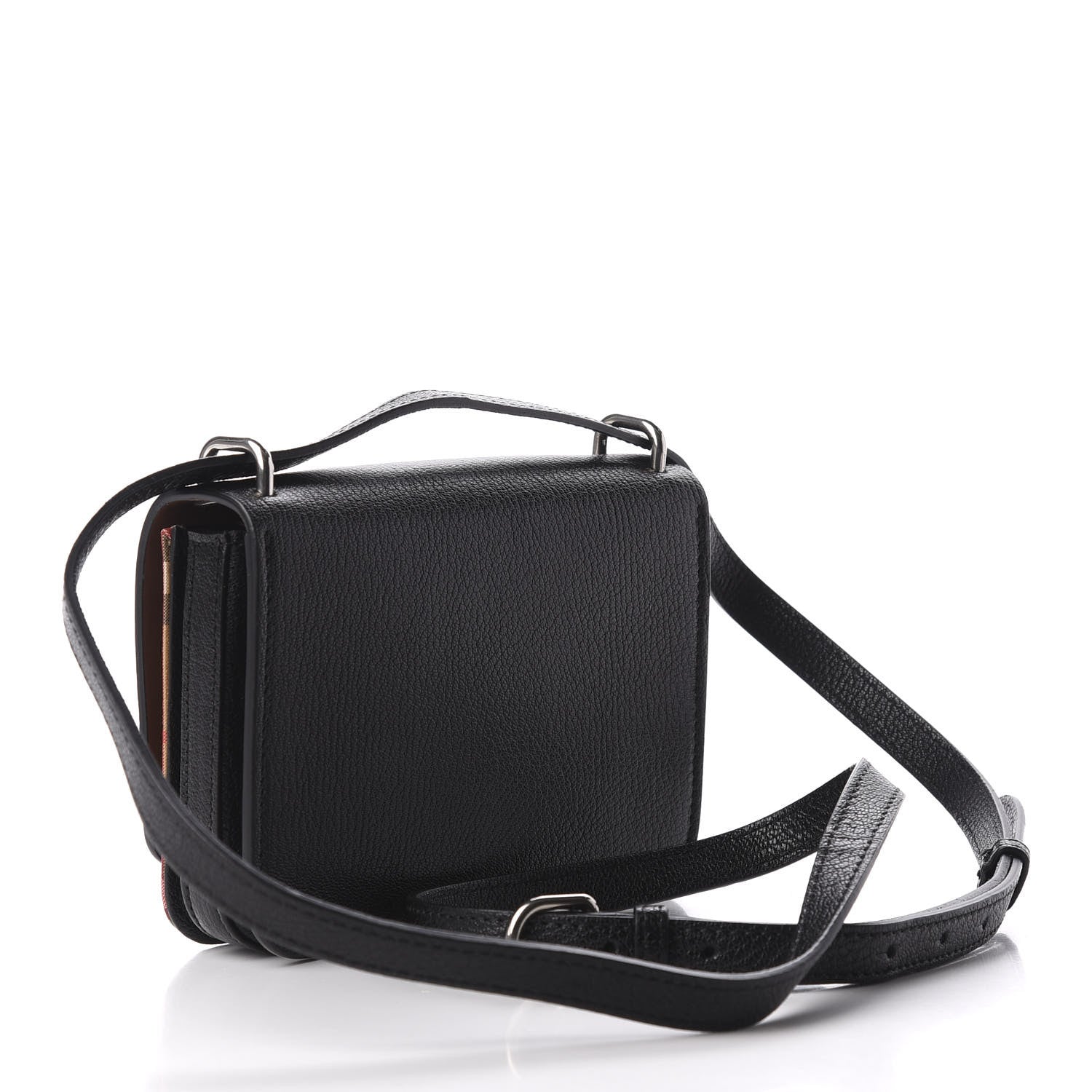 Burberry Goatskin Vintage Check Mini D-Ring Bag Black 3 of 9
