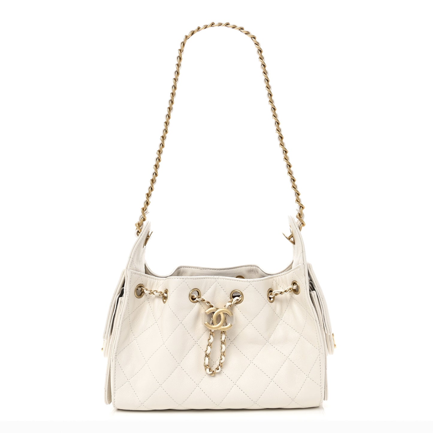 Caviar Quilted Mini Chanel 25 Handbag White