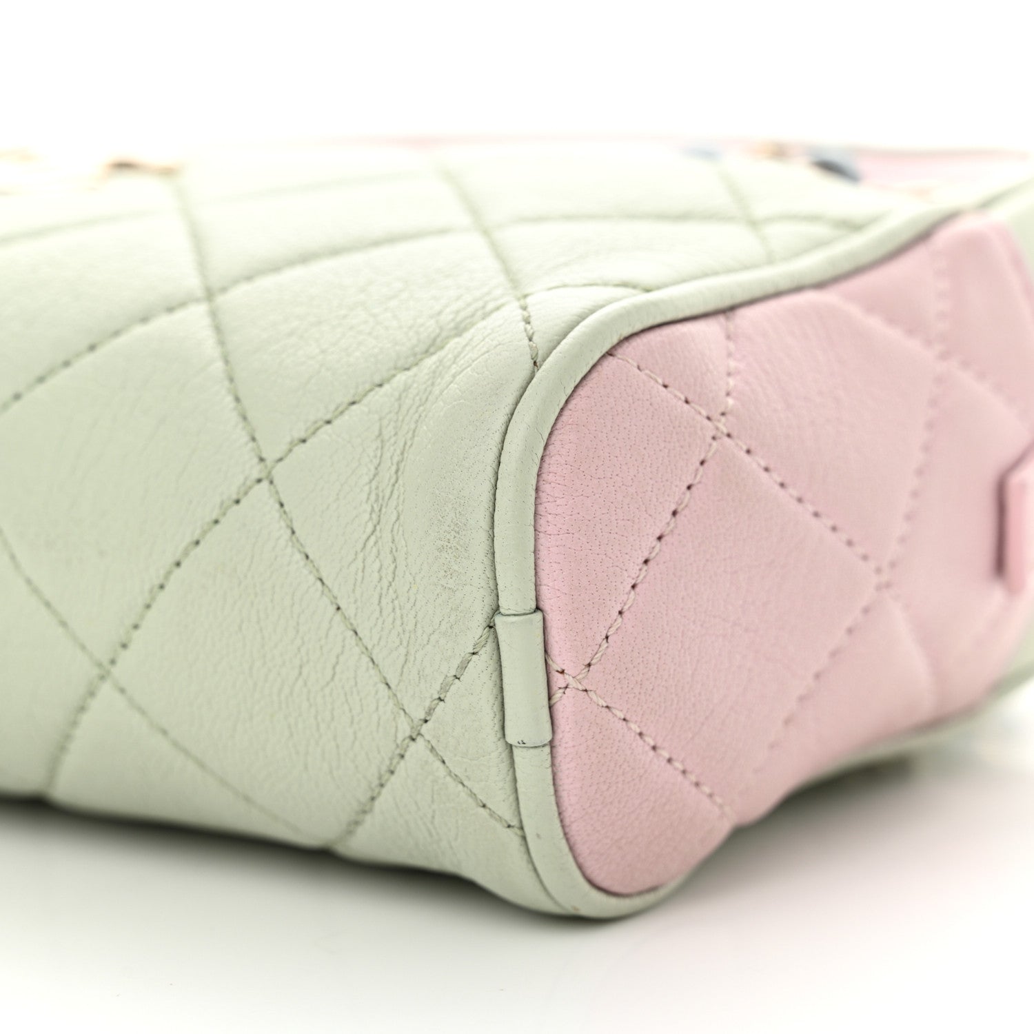 Chanel Goatskin Quilted Tri-Color Small In & Out Camera Case Green Blue Pink 11 of 12