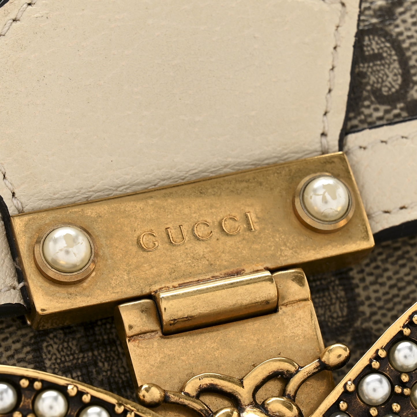 GG Supreme Monogram Small Queen Margaret Top Handle Bag White