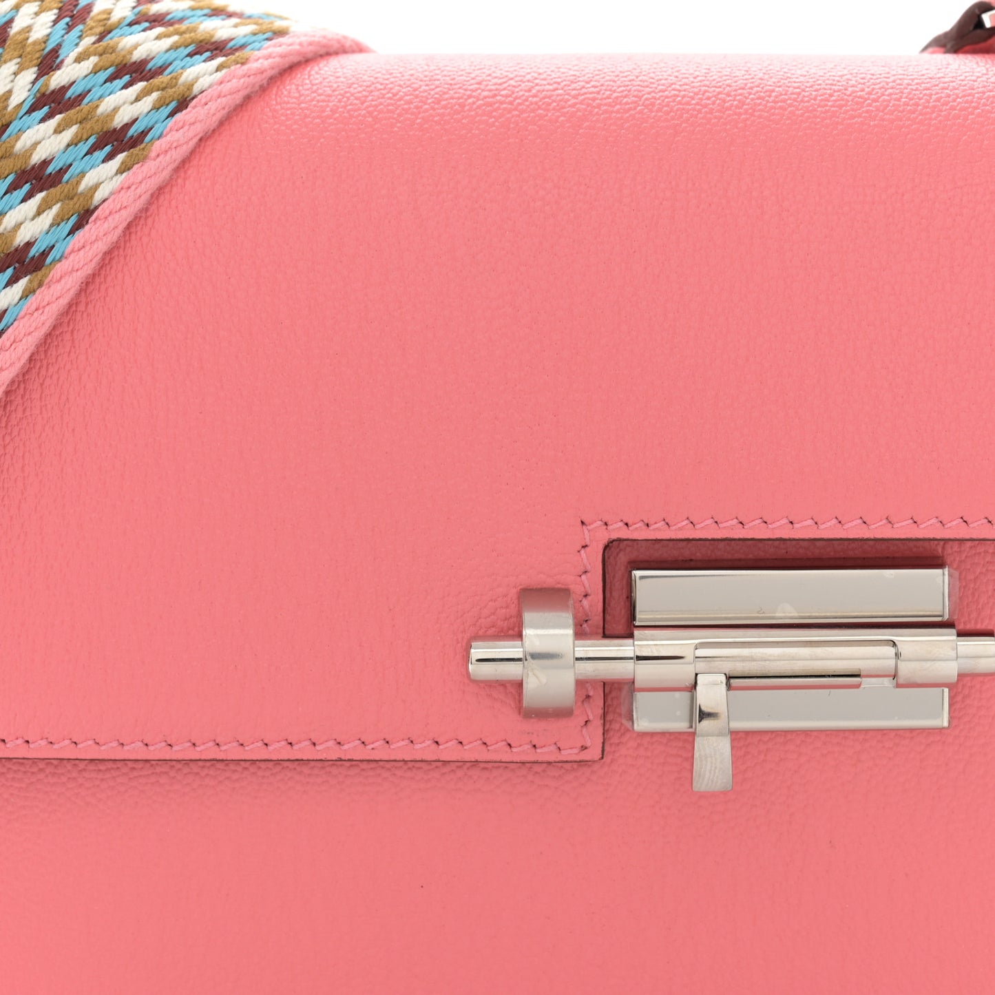 Chevre Mysore Mini Verrou Large Strap Bag Rose Azalee