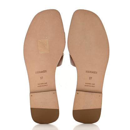 Hermes Box Calfskin Oran Sandals 37 Gold 5 of 11