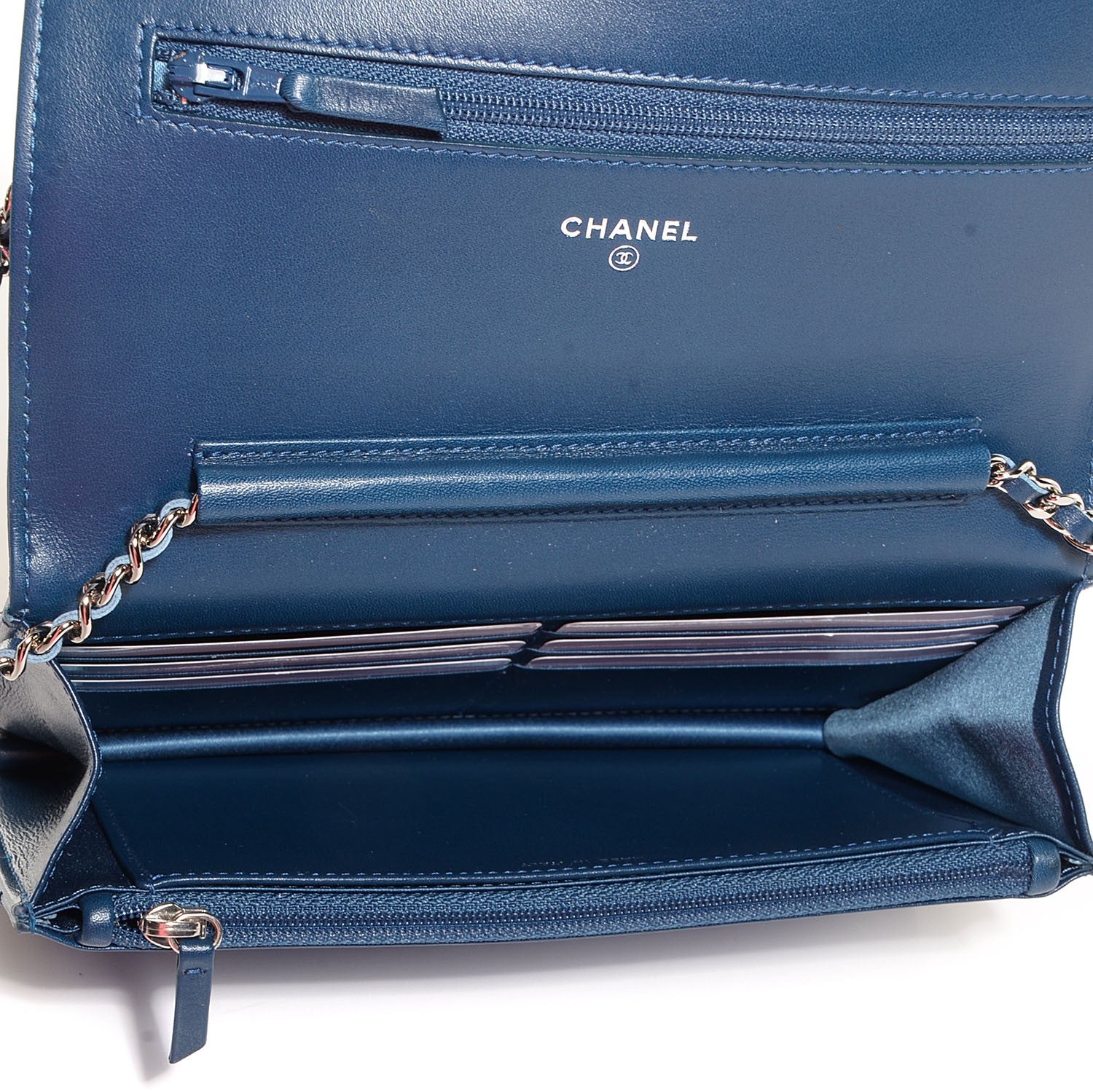 Chanel Patent Camellia Wallet on Chain WOC Royal Blue 6 of 9