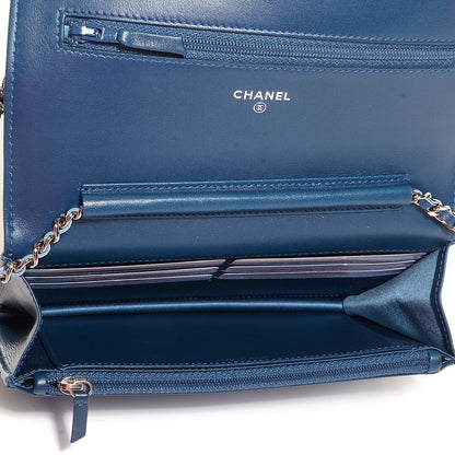 Chanel Patent Camellia Wallet on Chain WOC Royal Blue 6 of 9
