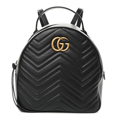Gucci Calfskin Matelasse GG Marmont Dome Backpack Black 1 of 13