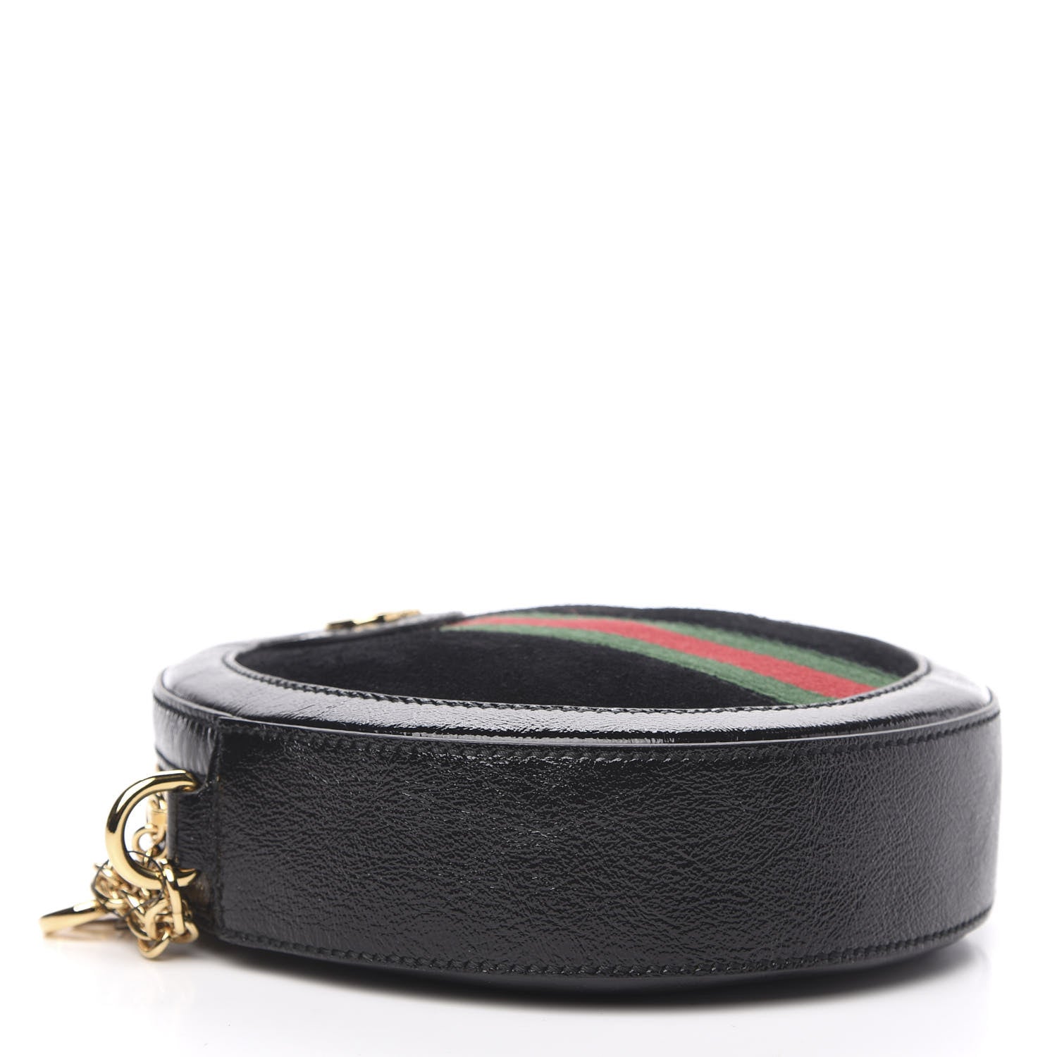 Gucci Suede Patent Web Mini Ophidia Round Shoulder Bag Black 4 of 10