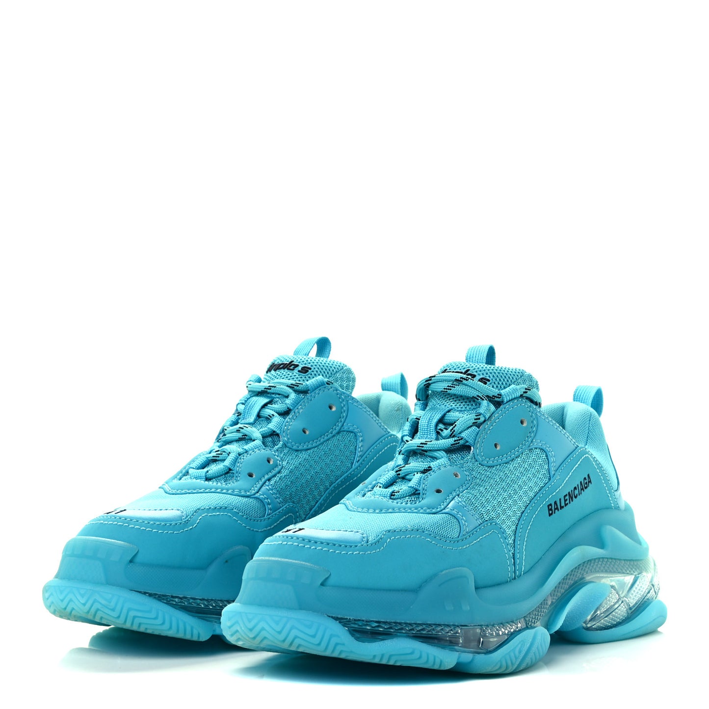 Fabric Mesh Clear Sole Womens Triple S Sneakers 41 Turquoise