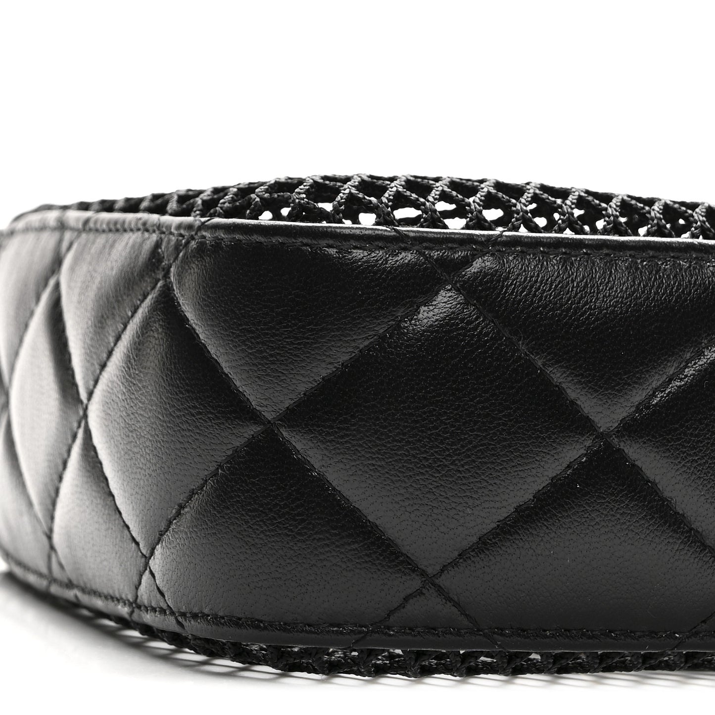 Mesh Shiny Lambskin Clutch With Chain Black