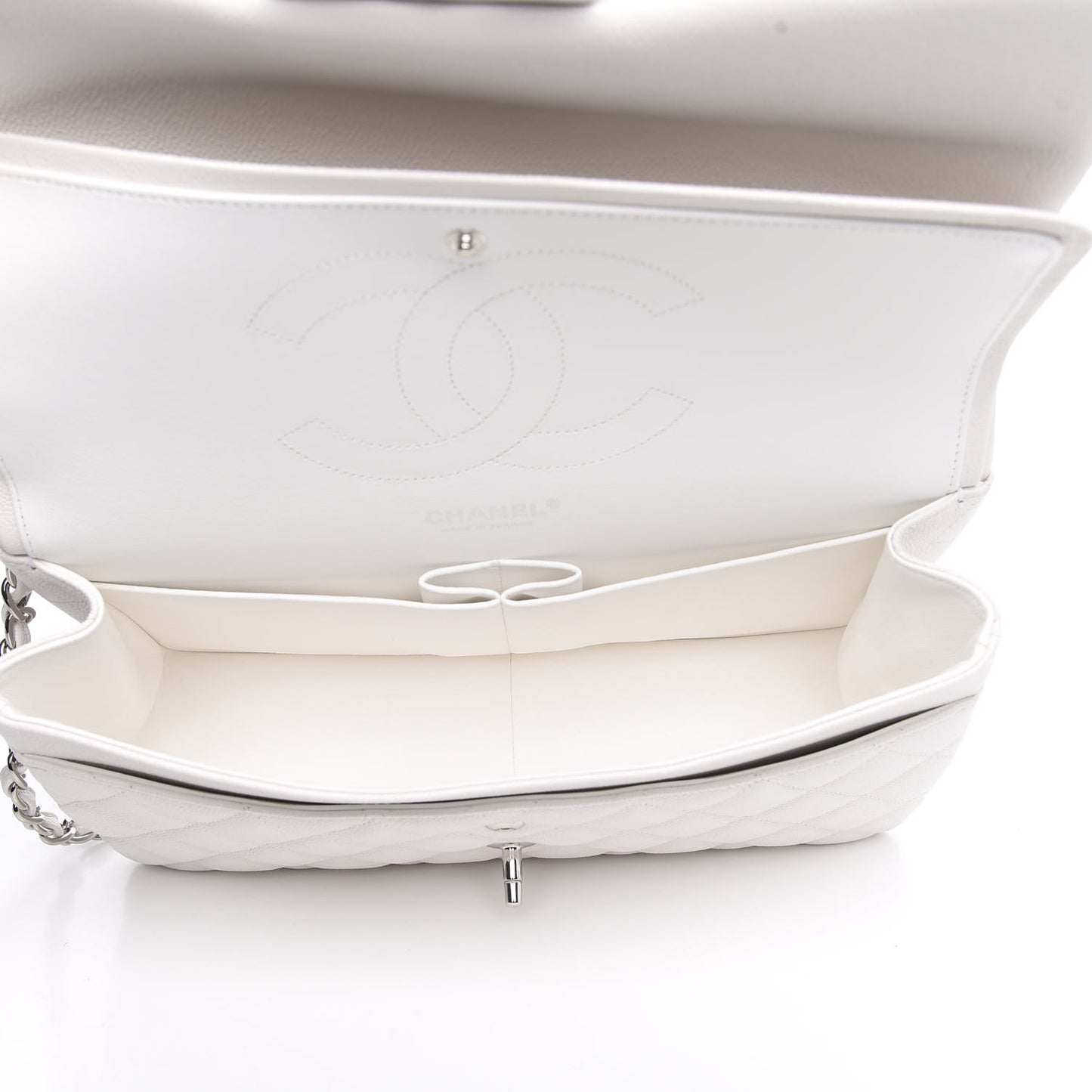 Caviar Quilted Jumbo Double Flap White