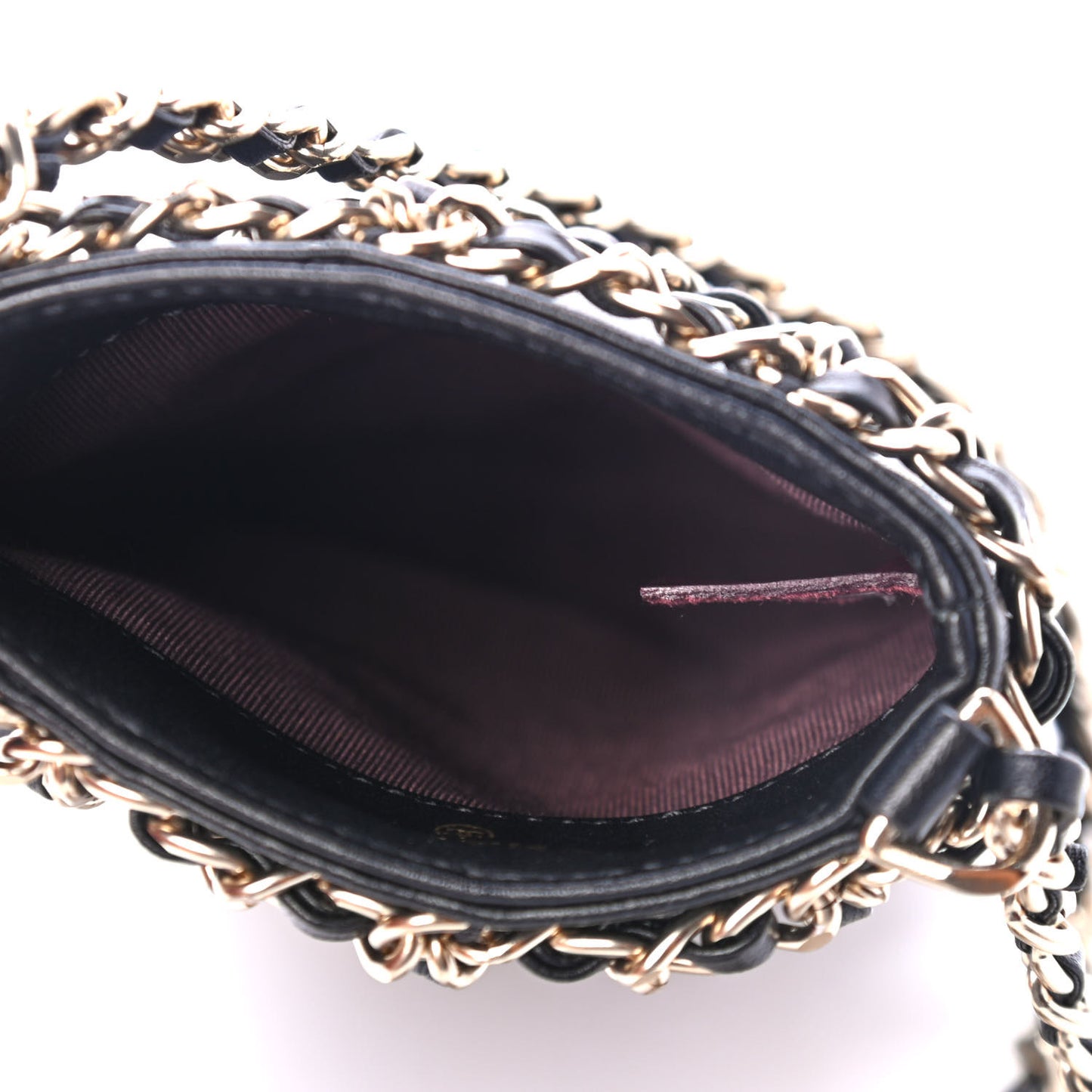 Lambskin Tech Me Out Clutch With Chain Black
