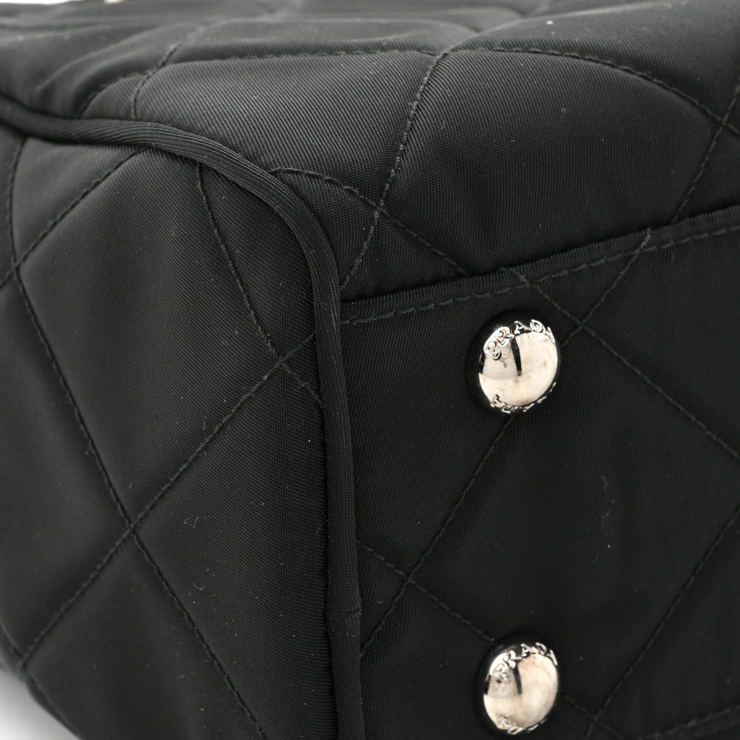 Nylon Tessuto Impuntu Quilted Shoulder Bag Black