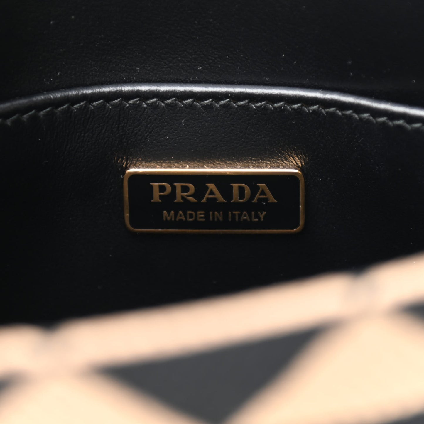 Jacquard Saffiano Triangolo Symbole Embroidered Micro Tote Black Corda
