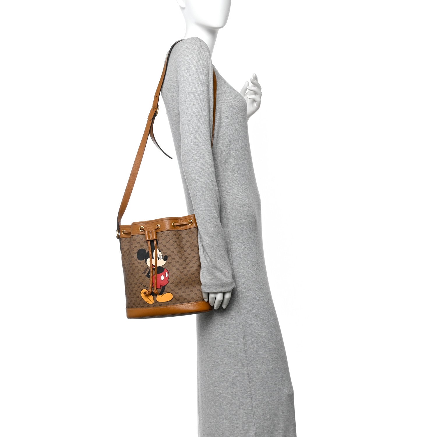 Gucci X DISNEY Mini Vintage GG Supreme Monogram Bucket Bag Beige Vintage Sun Oil 2 of 10