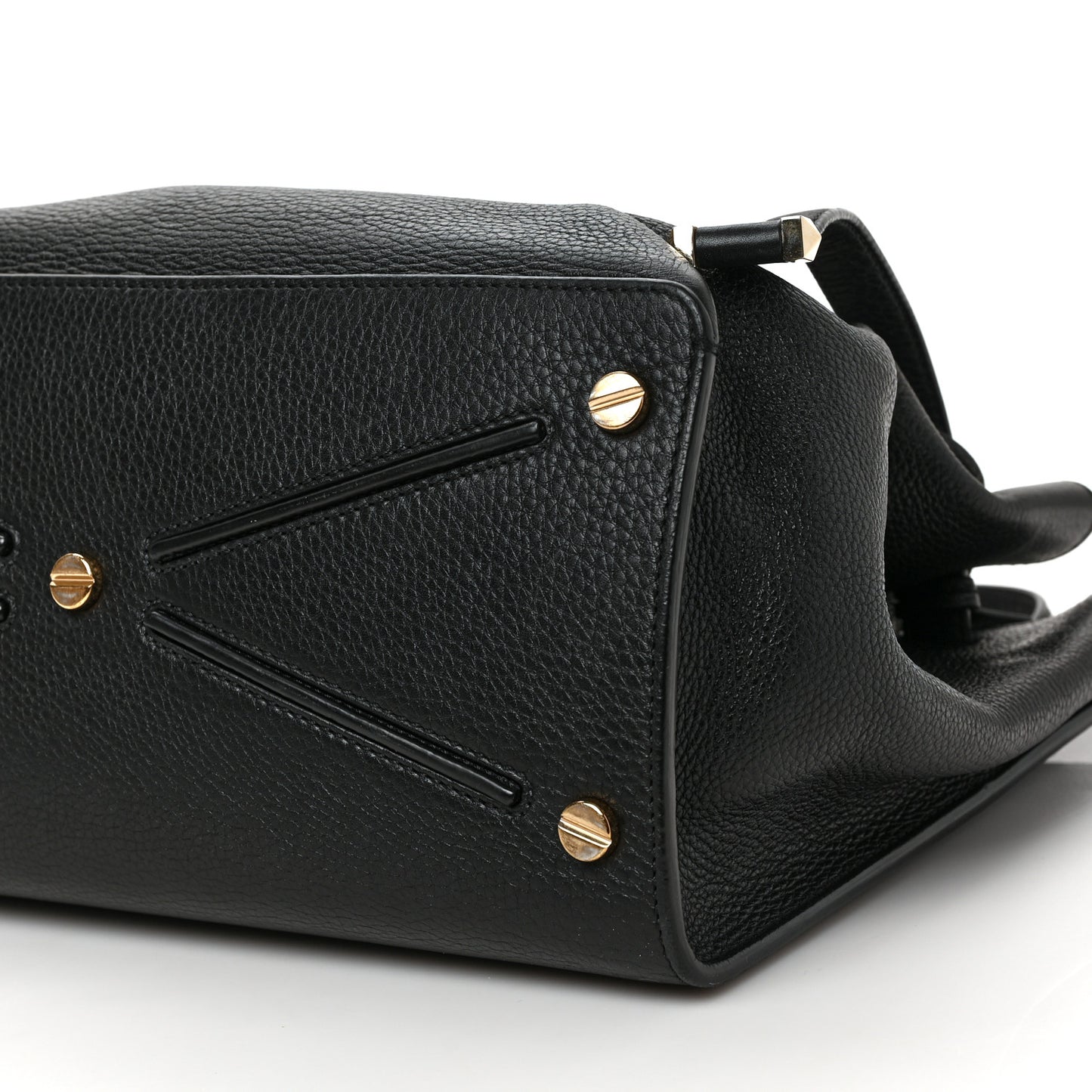 Pebbled Calfskin Large JoyLock Satchel Black