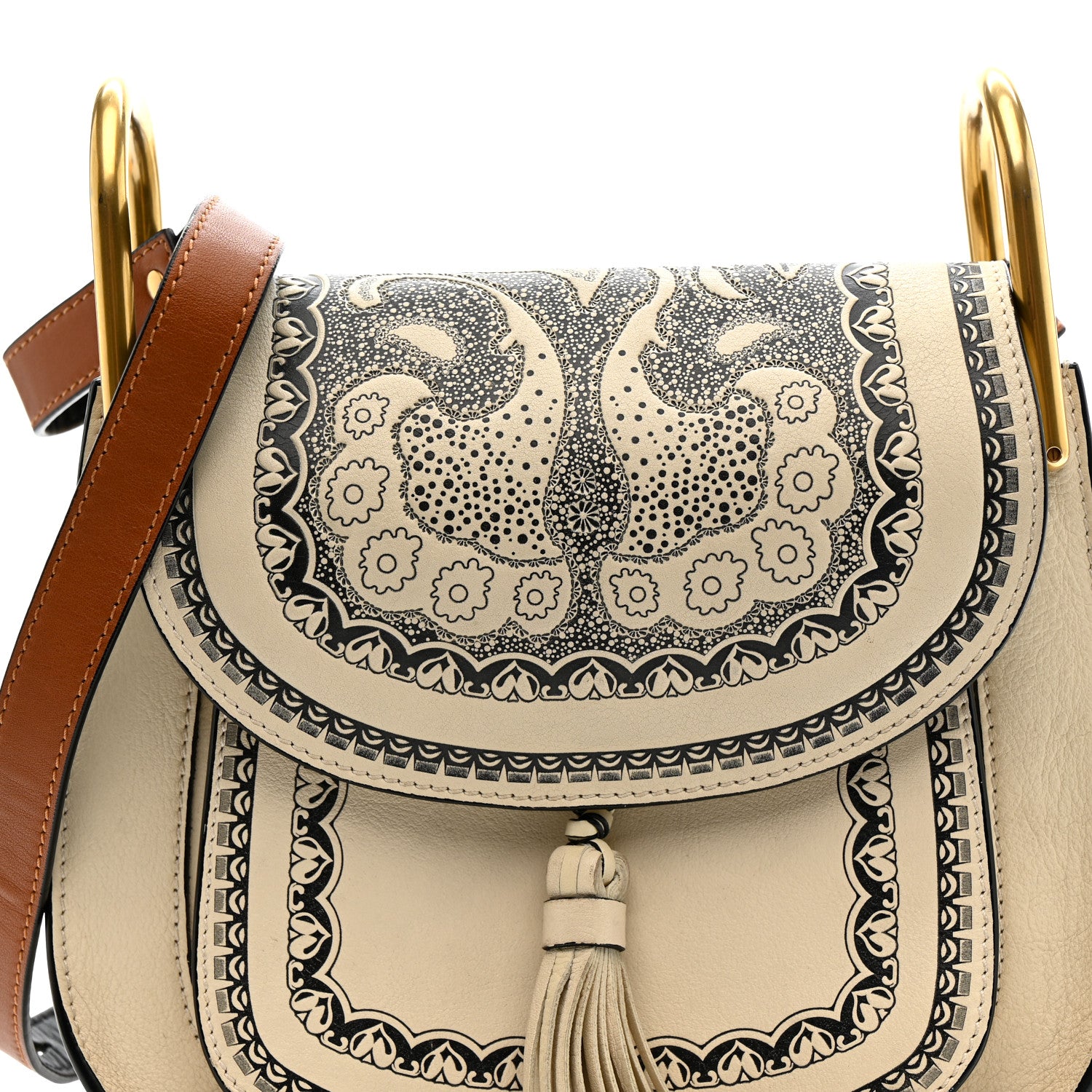 Chloe Calfskin Embossed Small Hudson Shoulder Bag Off White 8 of 13