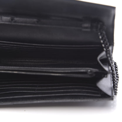 Saint Laurent Grain De Poudre Matelasse Chevron Monogram Chain Wallet Black 5 of 10