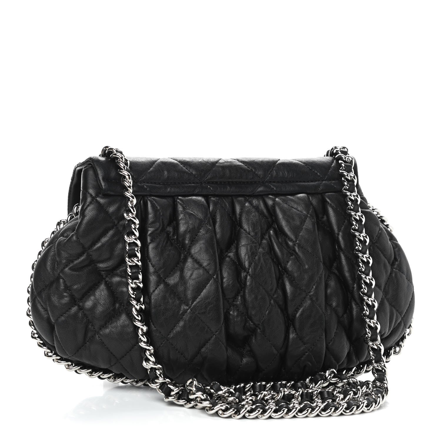 Chanel Washed Lambskin Quilted Medium Chain Around Messenger Black 3 of 10