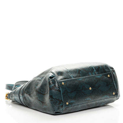 Gucci Python Large Ride Top Handle Bag Teal 4 of 7
