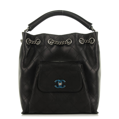 Chanel Calfskin Stitched Medium Urban Luxury Drawstring Backpack Black 1 of 7