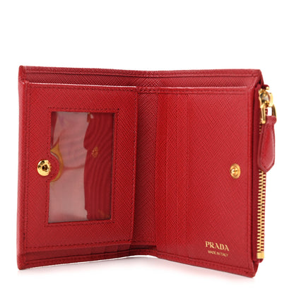 Prada Saffiano Zip Top Compact Wallet Fuoco 5 of 6