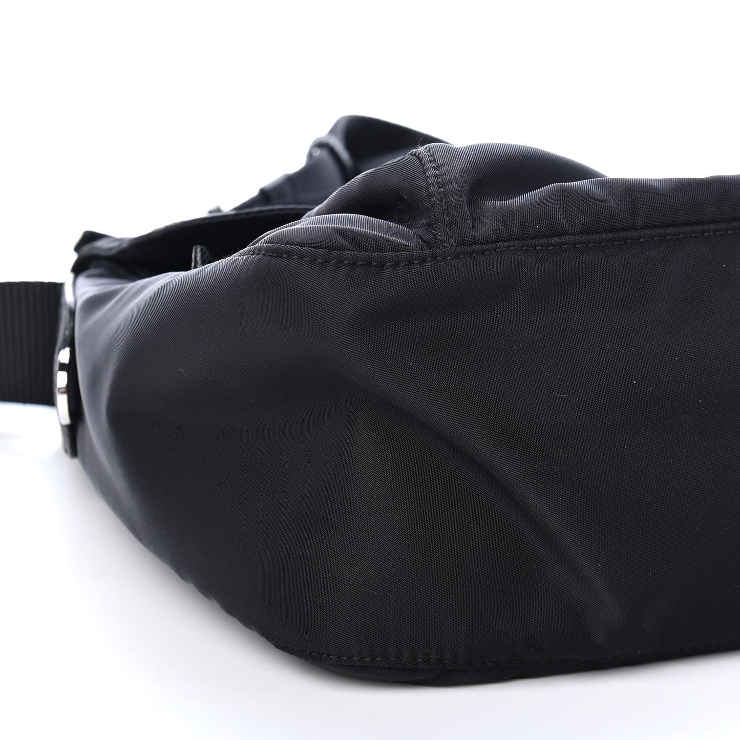 Nylon Vela Saffiano Single Buckle Messenger Shoulder Bag Black