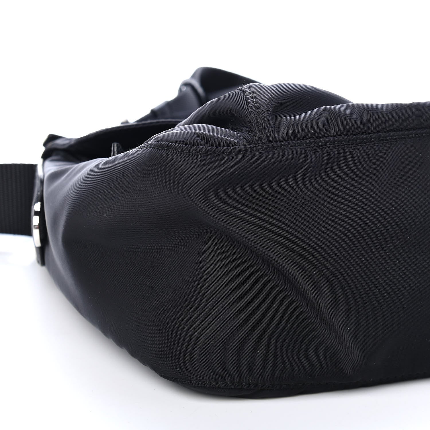 Prada Nylon Vela Saffiano Single Buckle Messenger Shoulder Bag Black 7 of 8
