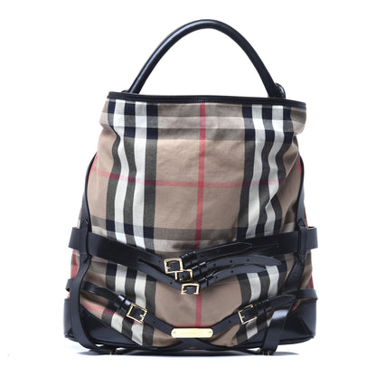 Burberry House Check Bridle Calfskin Medium Gosford Hobo Black 1 of 8