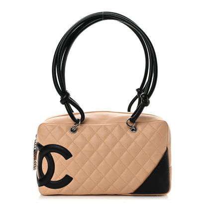Chanel Calfskin Quilted Large Cambon Bowler Beige Black 1 of 10