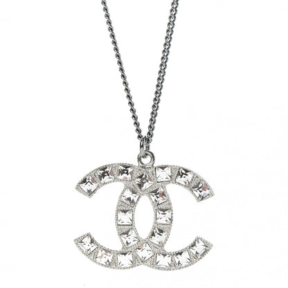 Chanel Baguette Crystal CC Necklace Silver 4 of 6