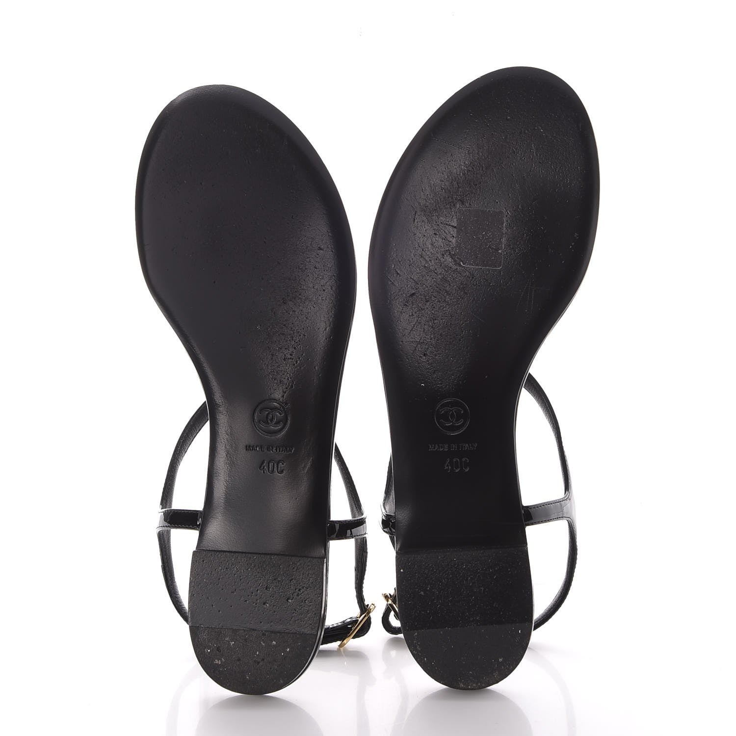 Chanel Patent Calfskin Camellia Thong Sandals 40 Black White 8 of 14