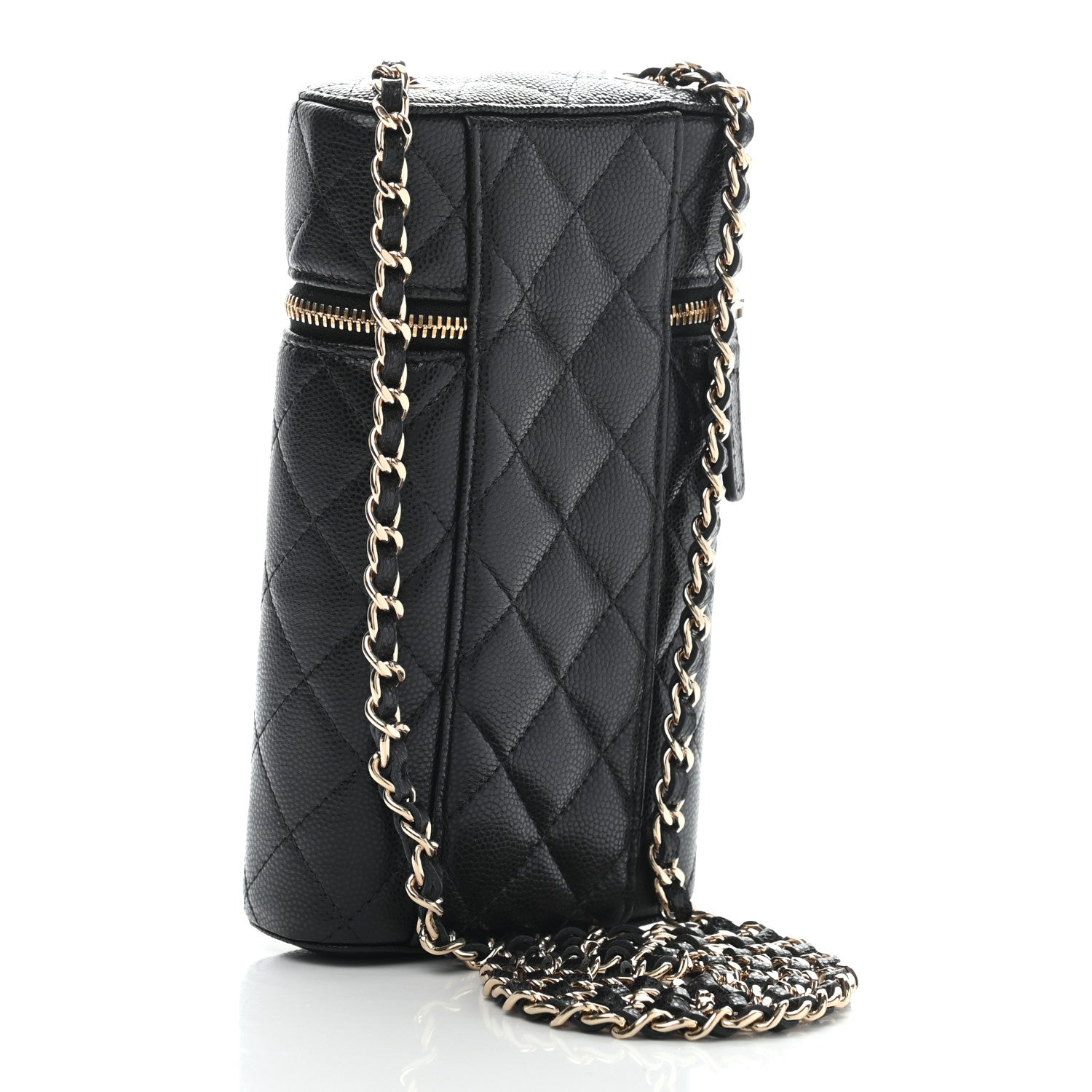 Chanel Caviar Quilted Phone Holder With Chain Black 3 of 9