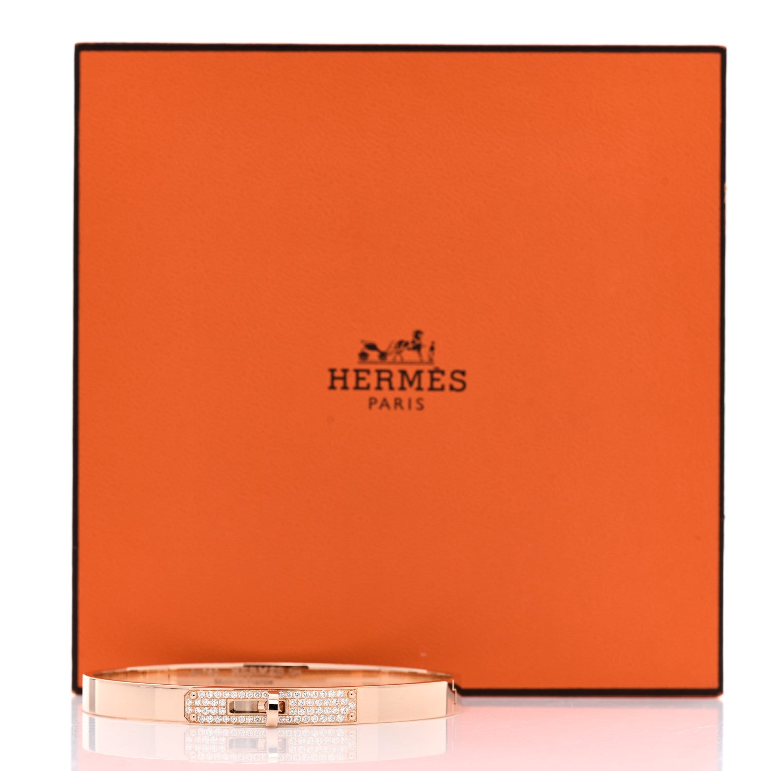 Hermes 18K Rose Gold Diamond PM Kelly Pave Bracelet SH 4 of 4