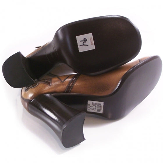 Leather Daisy Mary Janes Heels Brown 38.5