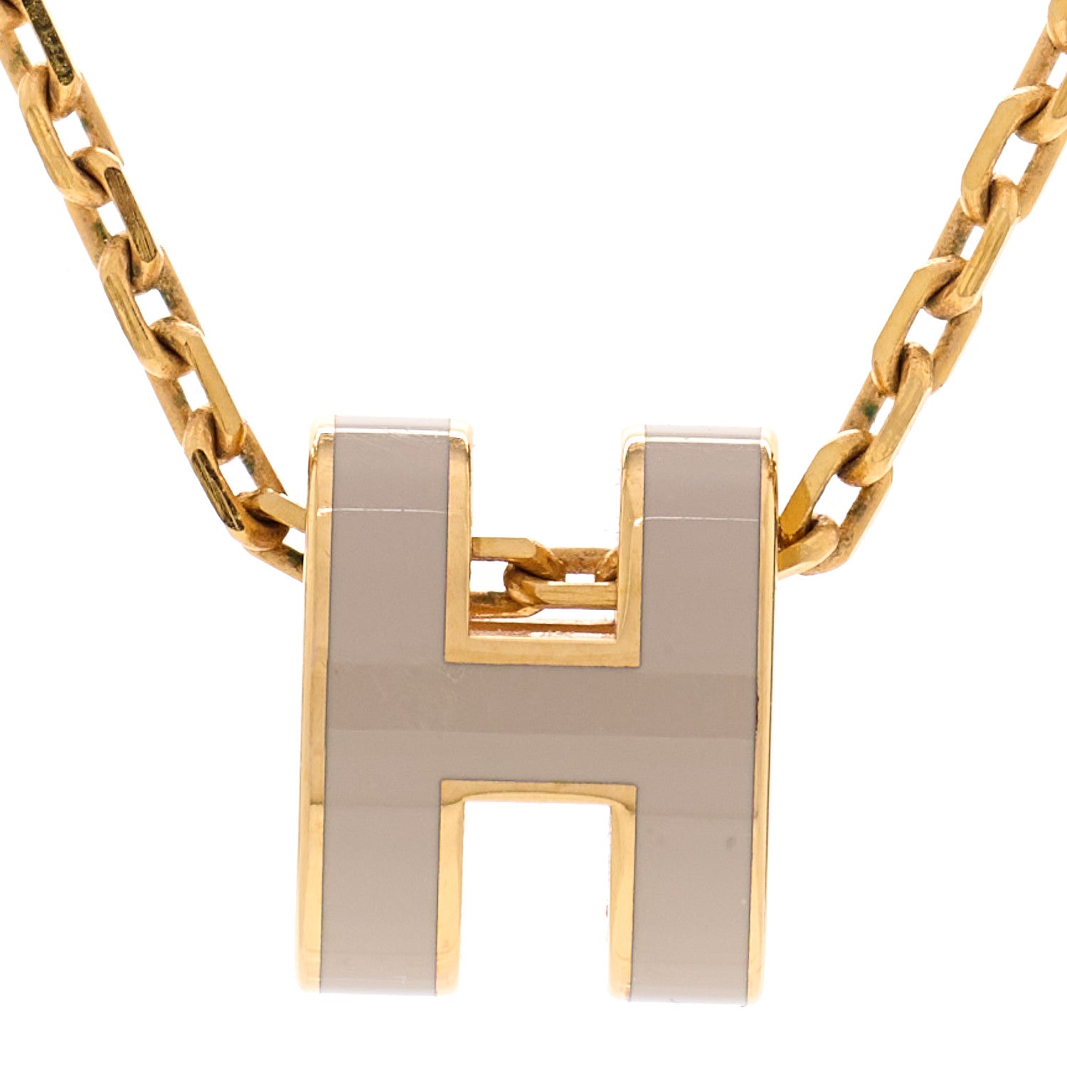 Hermes Lacquered Gold Mini Pop H Pendant Necklace Marron Glace 4 of 7