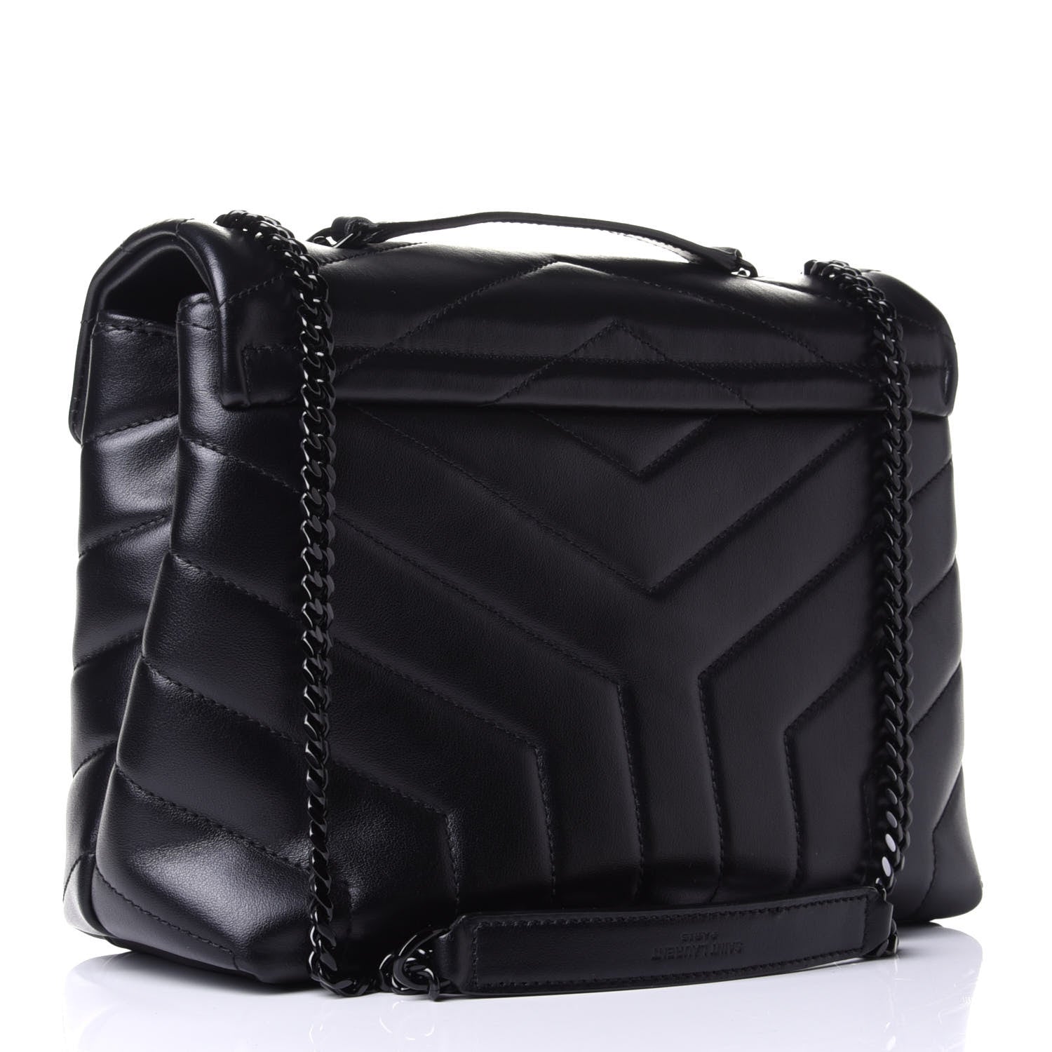 Saint Laurent Calfskin Y Quilted Monogram Small Loulou Chain Satchel Black 2 of 3
