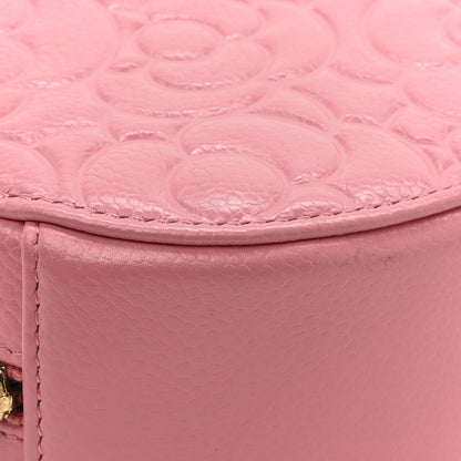 Chanel Caviar Camellia Embossed Round Clutch With Chain Pink 11 of 11