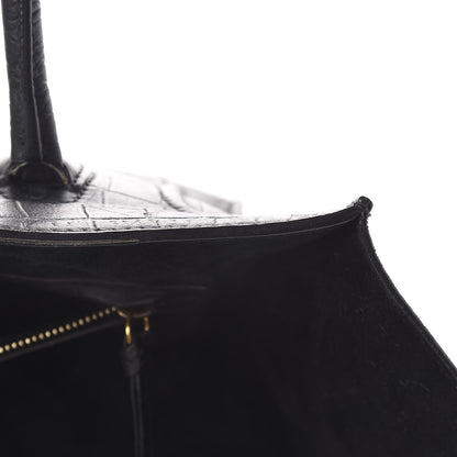 Celine Crocodile Embossed Calfskin Medium Phantom Luggage Black 17 of 19