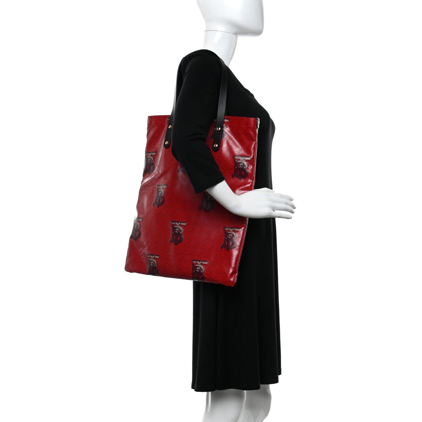 Monogram Flat Tote Bright Red Burgundy