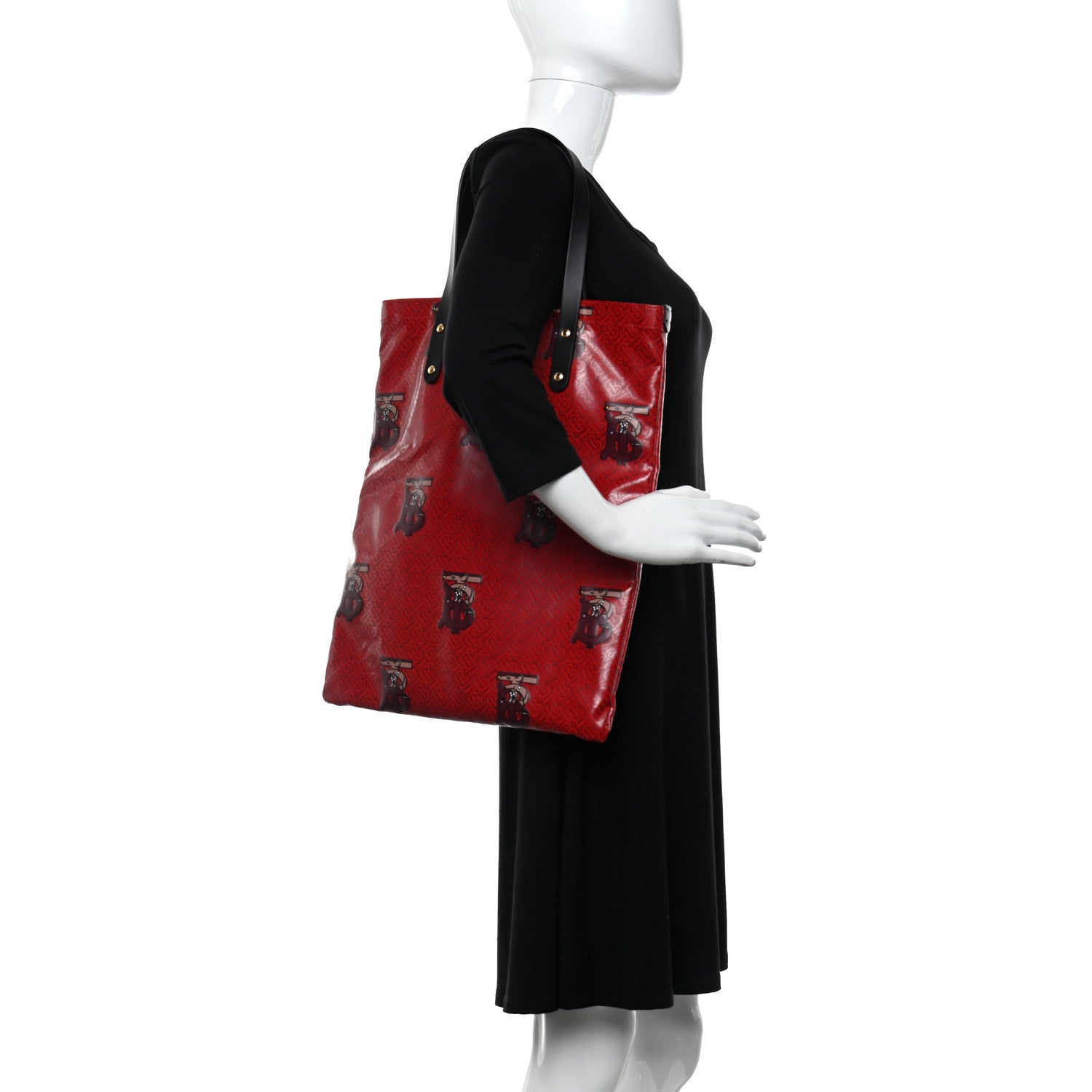 Burberry Monogram Flat Tote Bright Red Burgundy 2 of 5