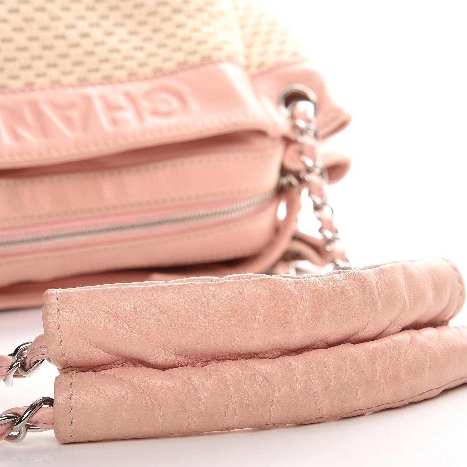 Chanel Canvas Woven Lambskin Lax Accordion Hobo Pink 14 of 14